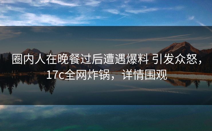 圈内人在晚餐过后遭遇爆料 引发众怒，17c全网炸锅，详情围观