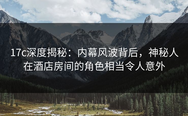 17c深度揭秘：内幕风波背后，神秘人在酒店房间的角色相当令人意外