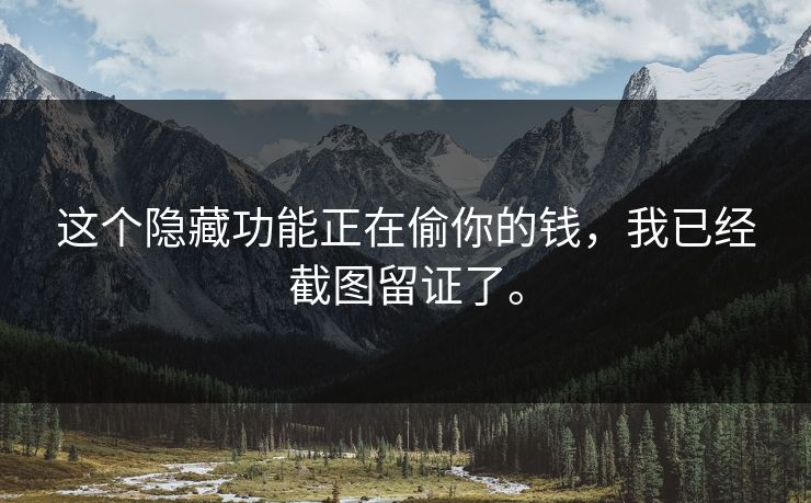这个隐藏功能正在偷你的钱，我已经截图留证了。
