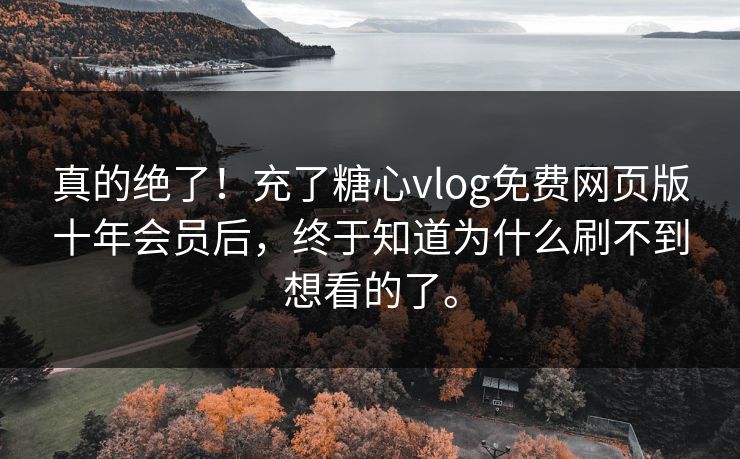 真的绝了！充了糖心vlog免费网页版十年会员后，终于知道为什么刷不到想看的了。